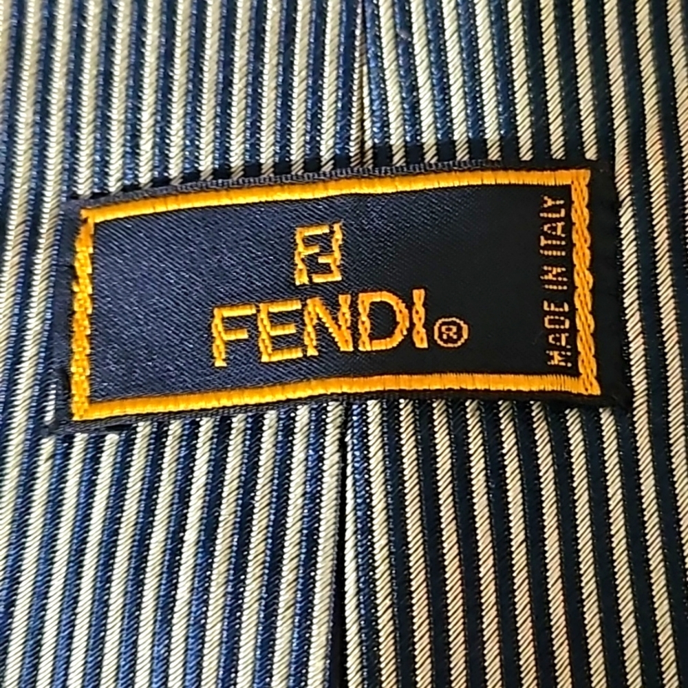 Fendi - Men's Silk Hand Made - Black & Beige Stroed Tie